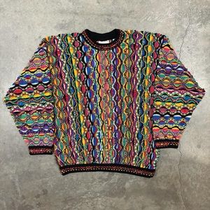 Vintage 90s Coogi Australia 3D Knit Rainbow Sweater size Large Notorious BIG